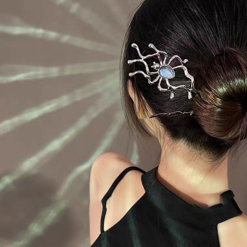 Antique High Level Spider Moonlight Stone Hairpin Female Pan Hairpin Dark Hairpin Hanfu Headwear 2022 New