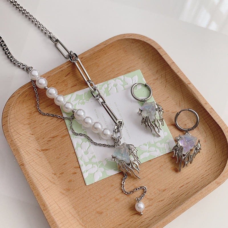 Small design glacier natural pendant tassel pearl necklace female