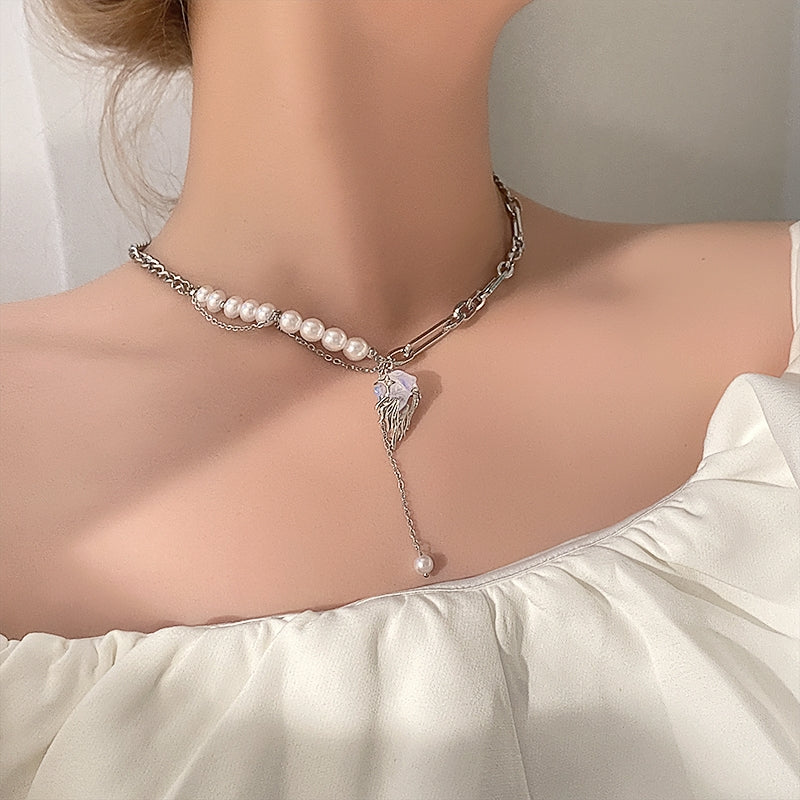 Small design glacier natural pendant tassel pearl necklace female