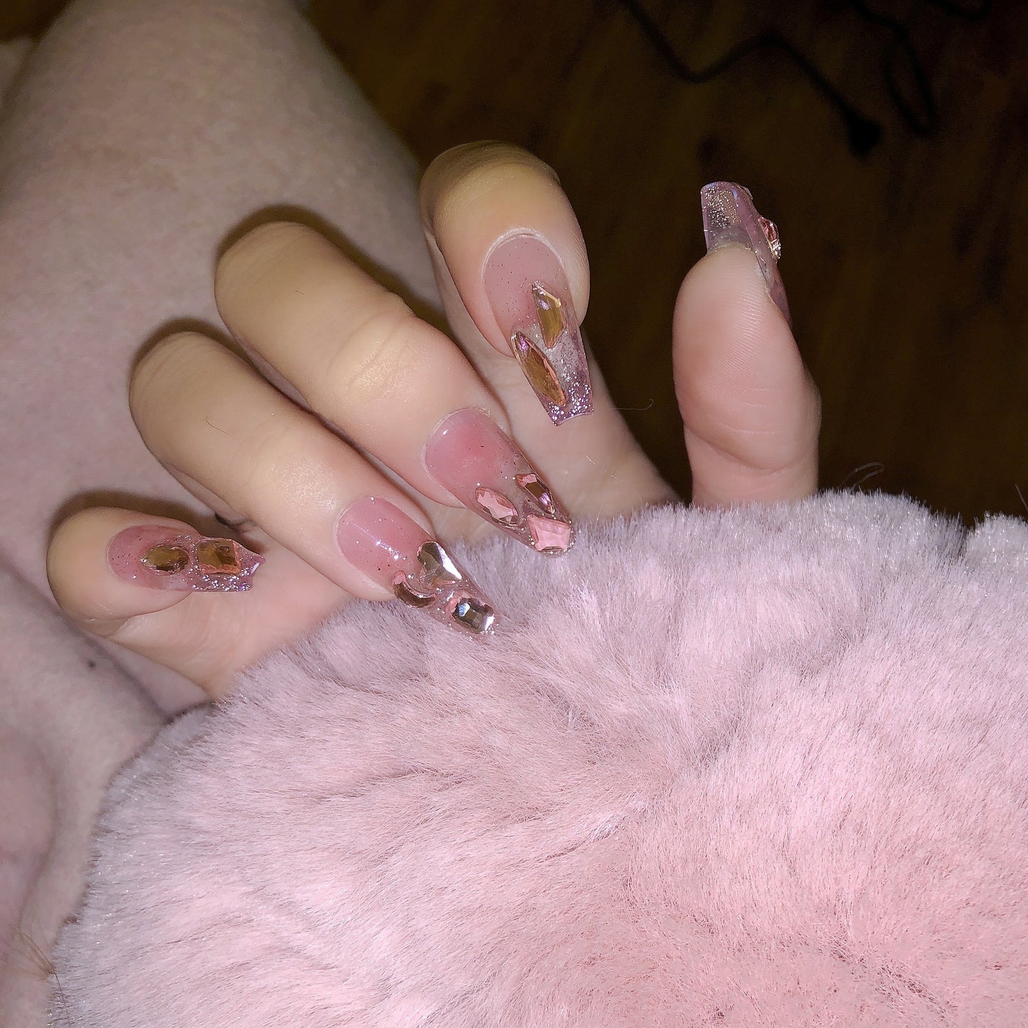 Powder Sweetheart Nail Enhancements Finished nail piece wear nail sticker high-end customization
