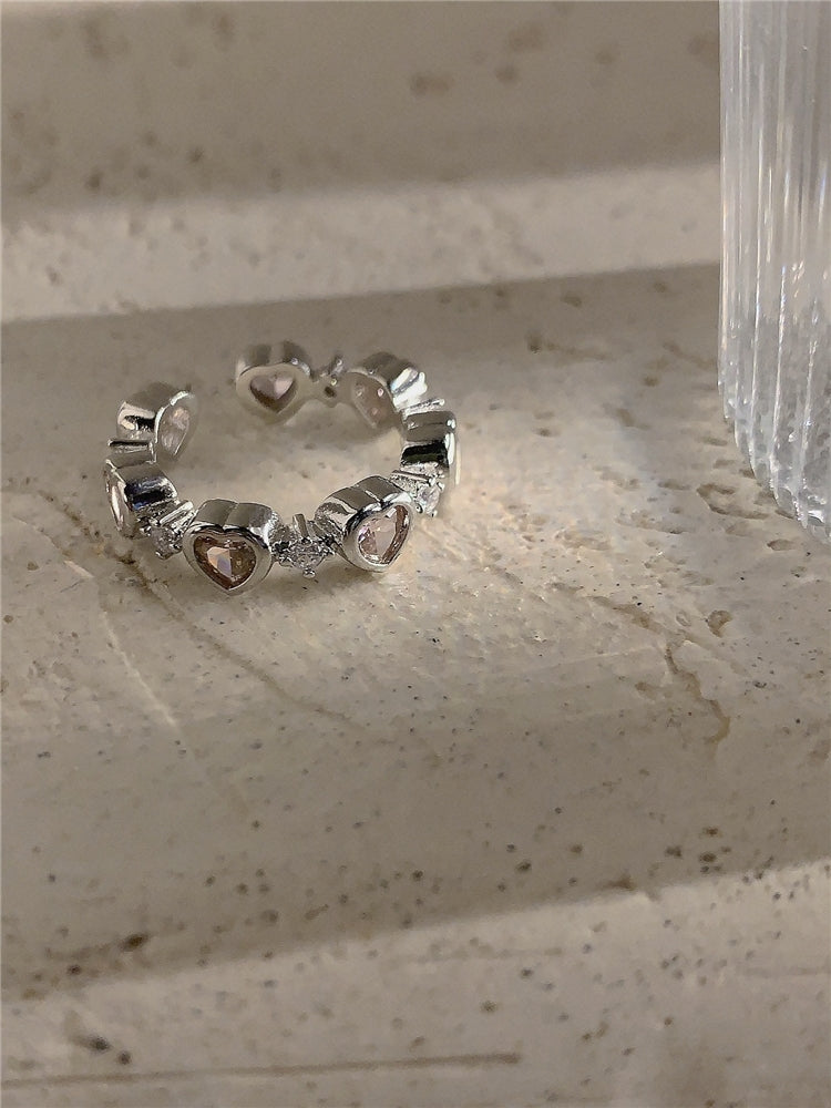 Pink diamond love ring female niche design premium feeling ring