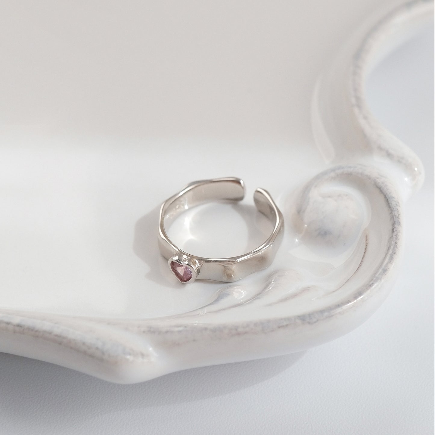 Pink Love Zircon Gem Ring Women's Gentle Temperament, Small Design, Adjustable Opening, Girl Friend Ring Women