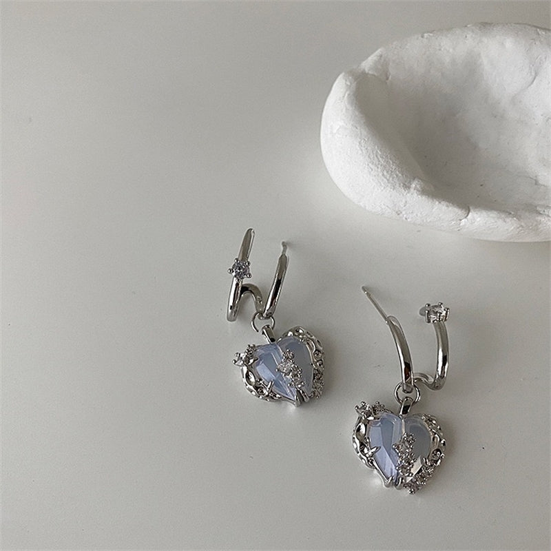 Lingshan Evening Star Light and Luxury Opal Korean Simple Star Tassel Earrings Female Earrings
