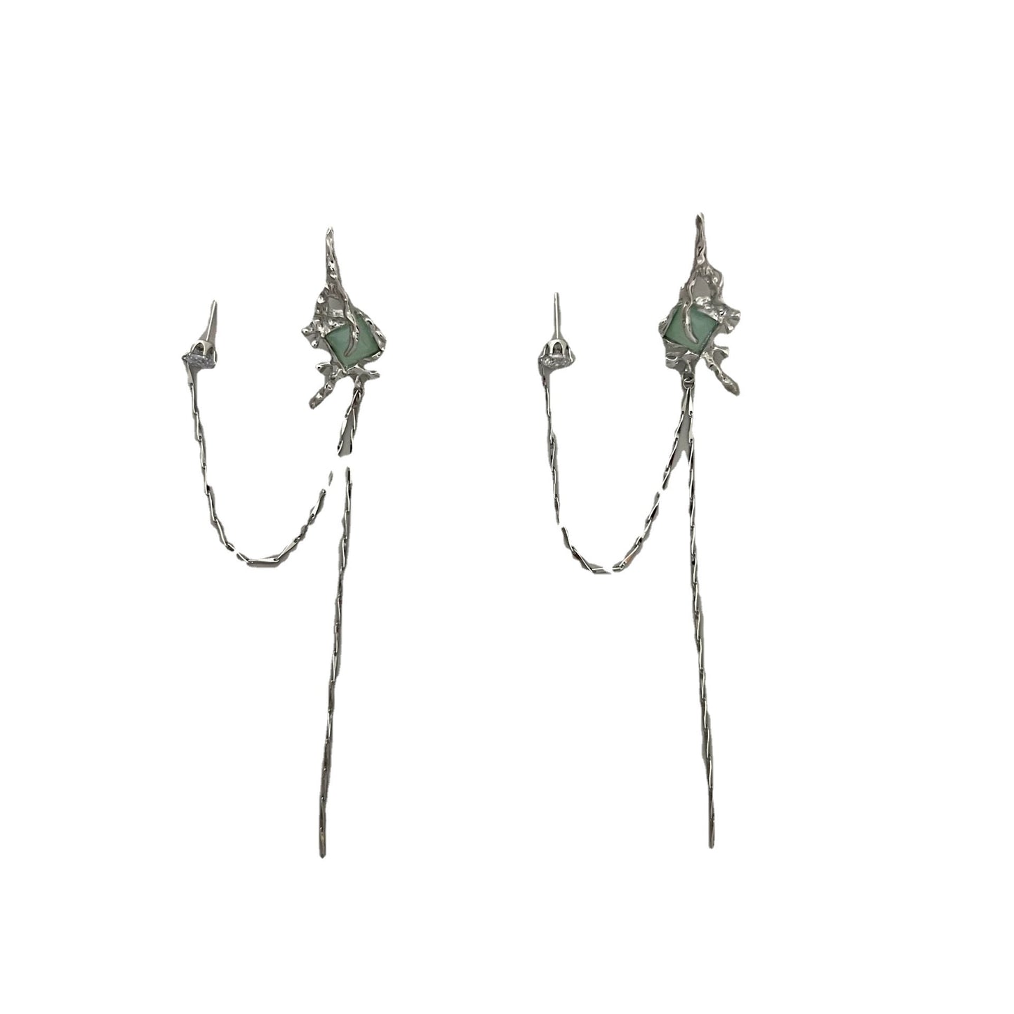 Green Wild Elf Ear Clip Ear Studs One piece No Ear Hole Female Sweet Cool Small crowd Design Wing Tassel Ear Bone Clip 2022
