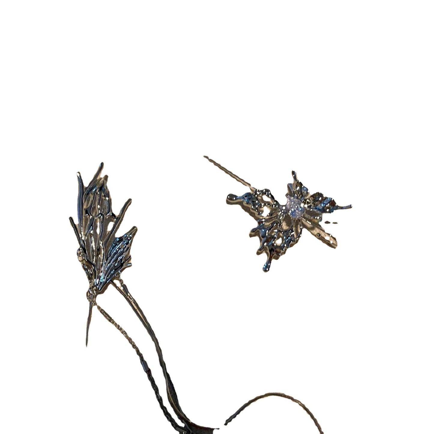 Long tassel temperament butterfly ear hook puncture ear needle integrated luxury high-end niche design earrings