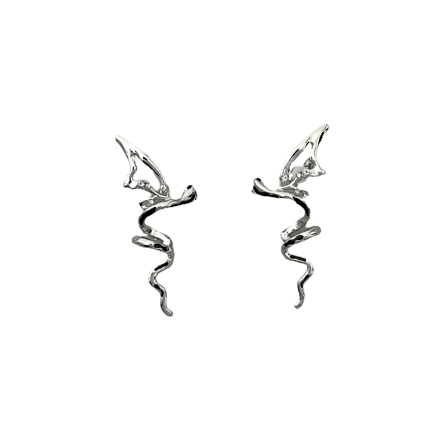 Original Lingdie exaggerated twisted long earrings ins with a sense of niche design High level popular online earrings