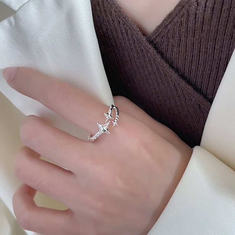 Fashion meteor ring female vintage personality S925 silver ring