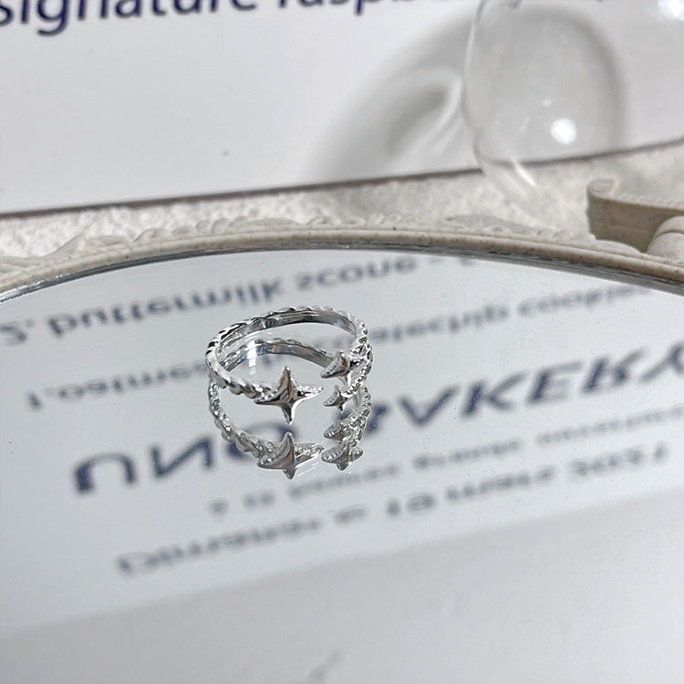Fashion meteor ring female vintage personality S925 silver ring