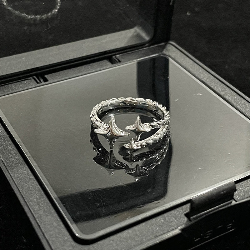 Fashion meteor ring female vintage personality S925 silver ring
