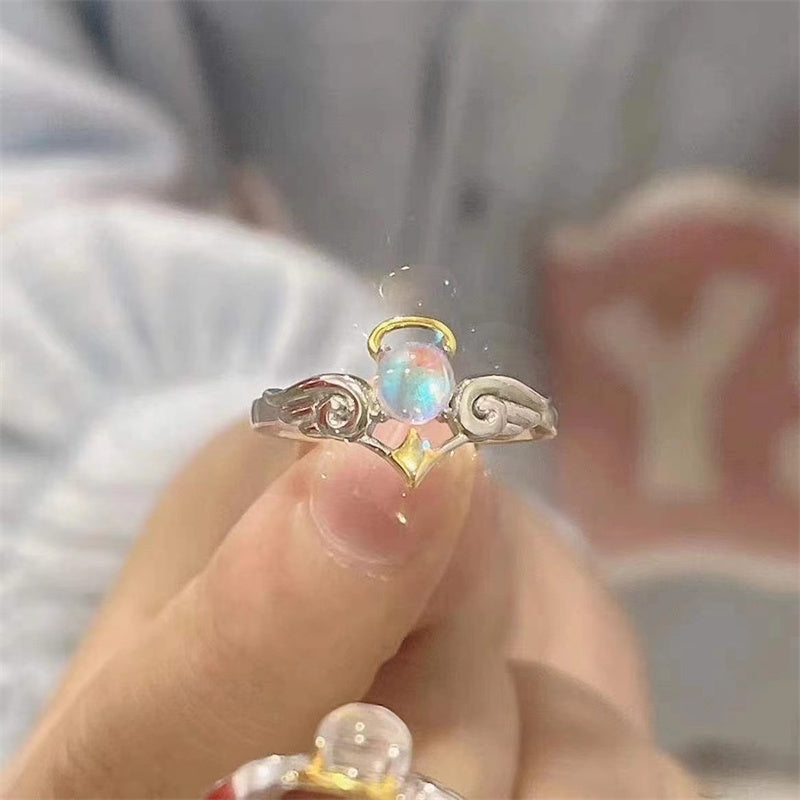 Romantic Angel and Demon Wings Couple Rings For Women Goth F