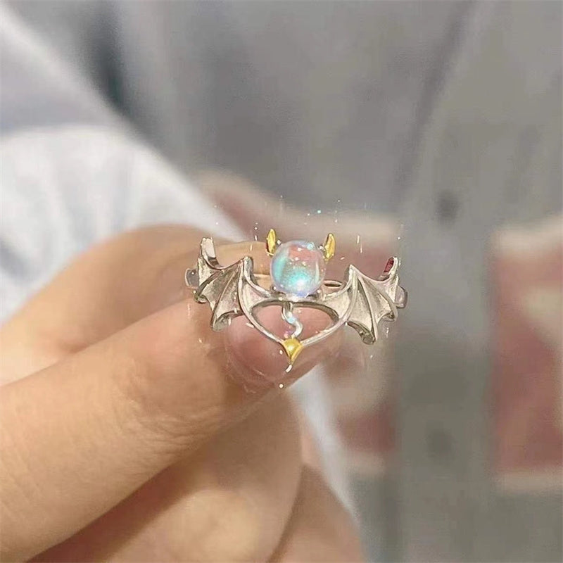 Romantic Angel and Demon Wings Couple Rings For Women Goth F