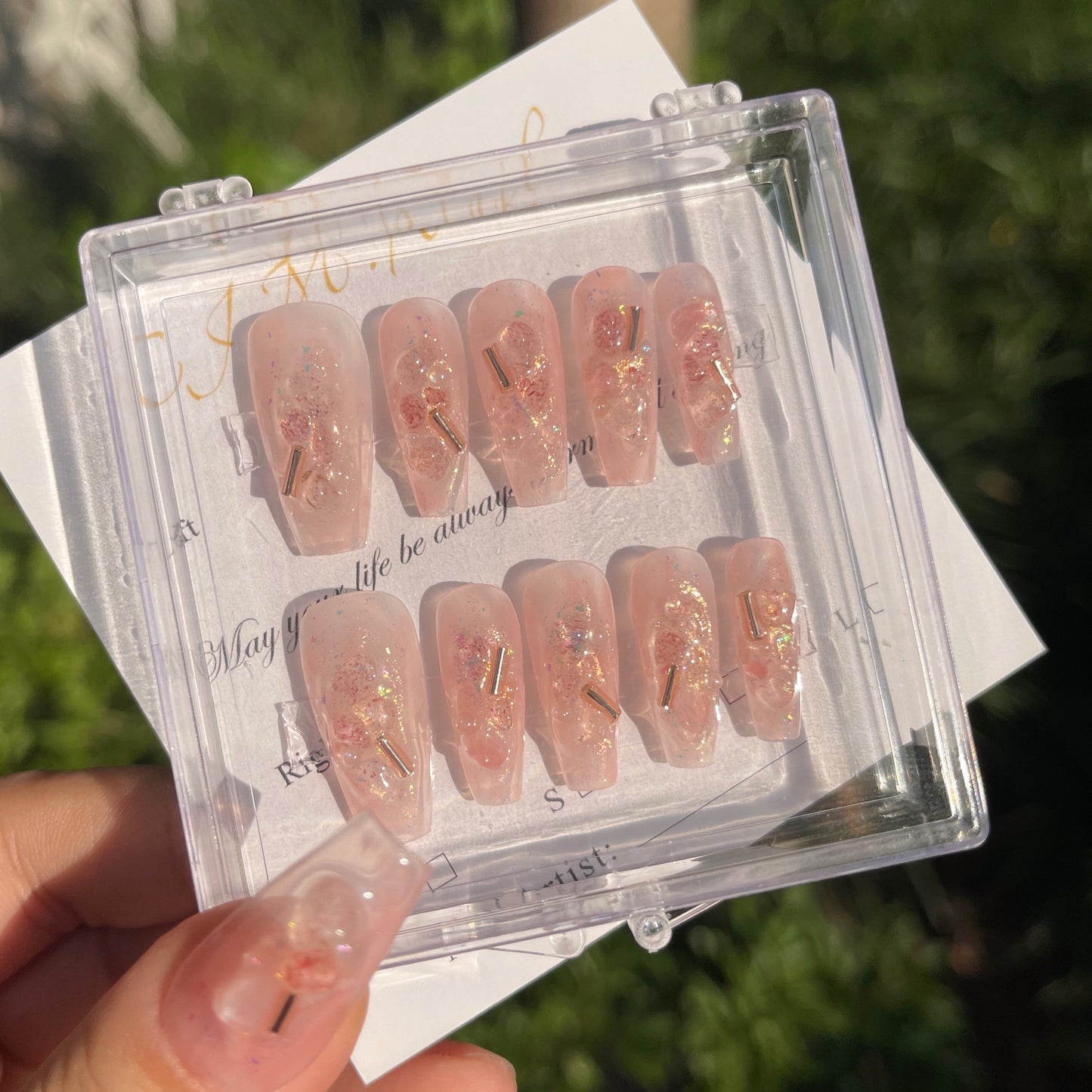 2022 New style handmade nail wear Strawberry crystal nail enhancement products Customized luxury high-end nail enhancement products Customized
