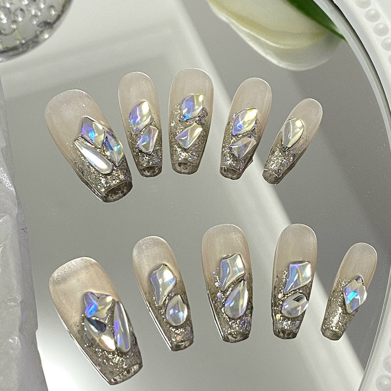 Nail patch finished aurora diamond pregnant women's hand-wear bride nail false nail removable