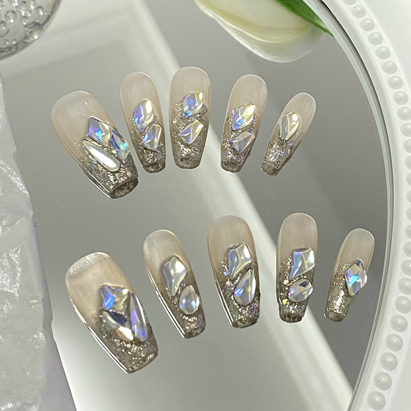 Nail patch finished aurora diamond pregnant women's hand-wear bride nail false nail removable