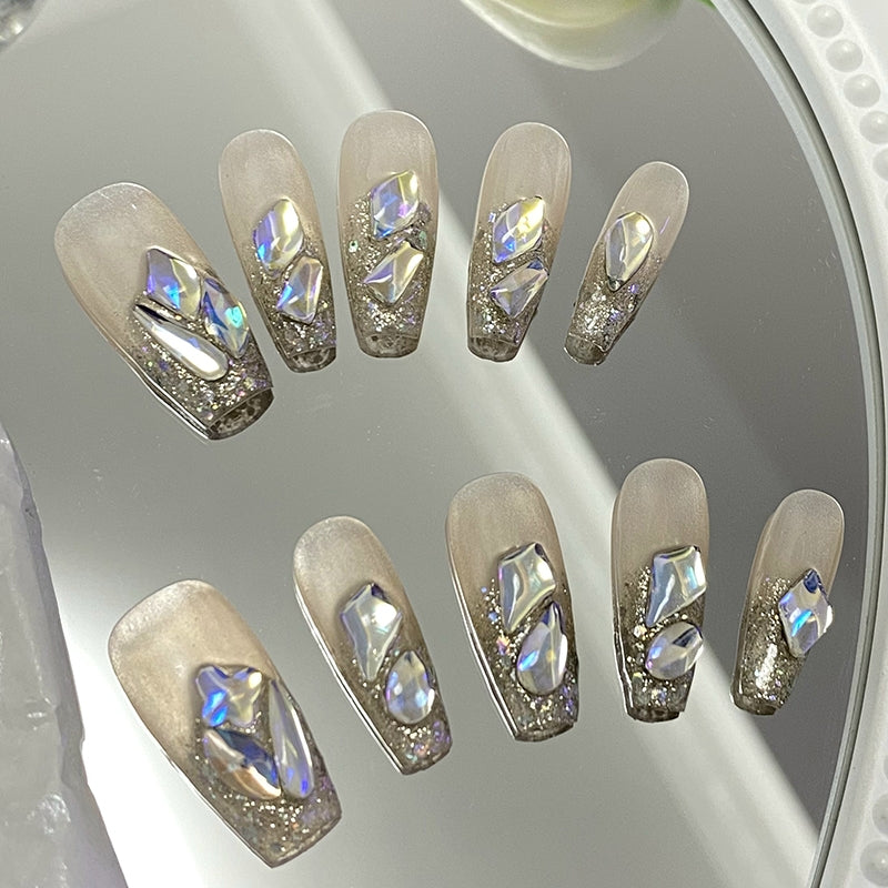 Nail patch finished aurora diamond pregnant women's hand-wear bride nail false nail removable