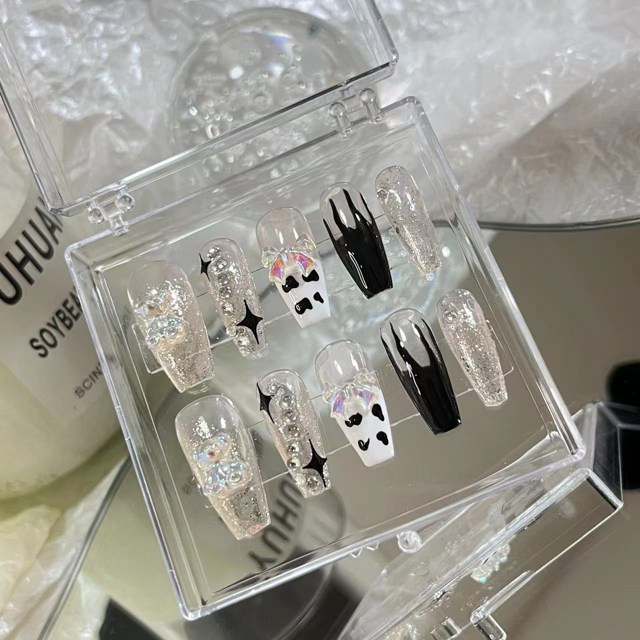 Wearing nail by hand, aurora bear aurora bow, pure desire, sweet and cool, pregnant women and students can use removable manicure