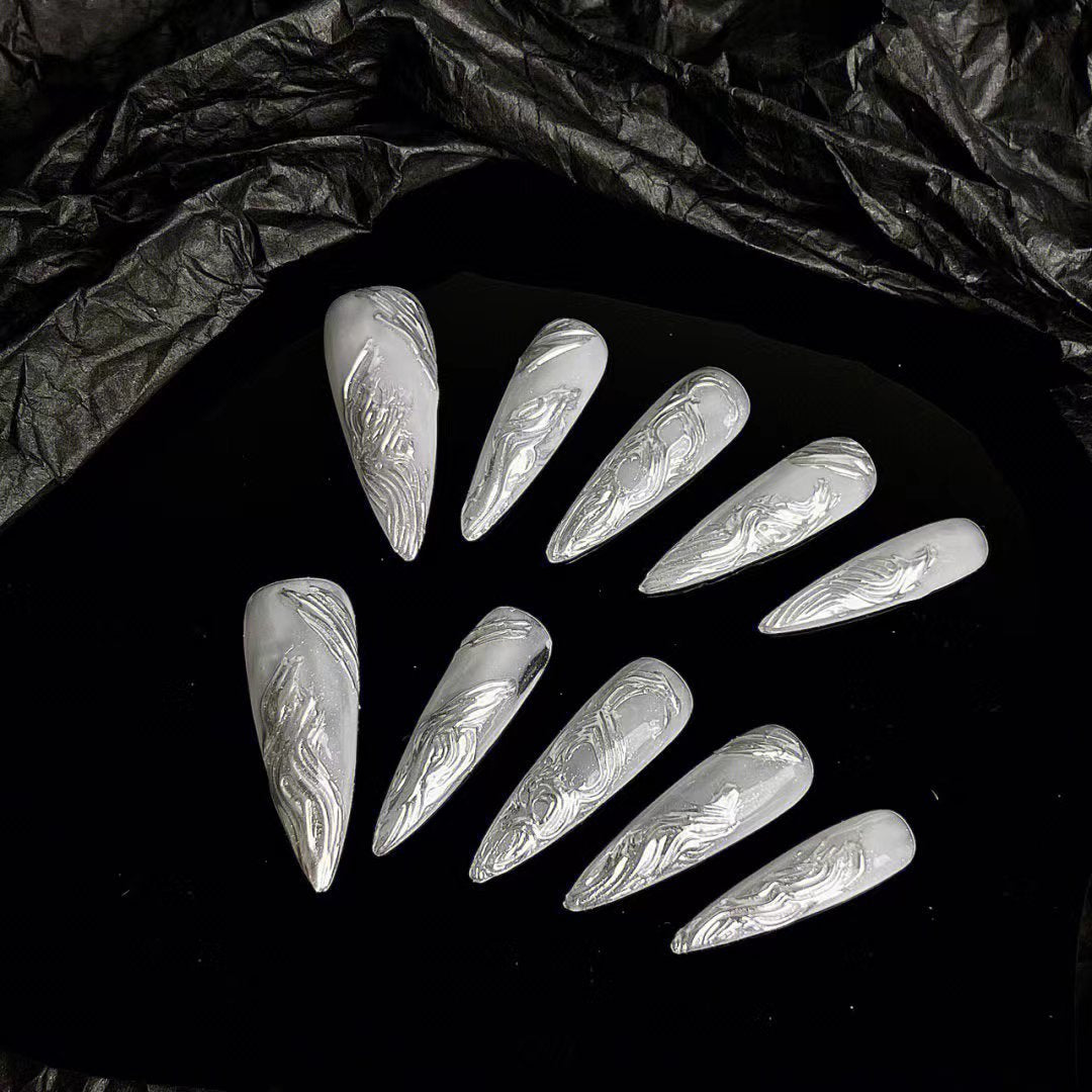 Chaoku hand-made nail enhancement liquid silver cold feeling Spicy girls wear nails repeatedly