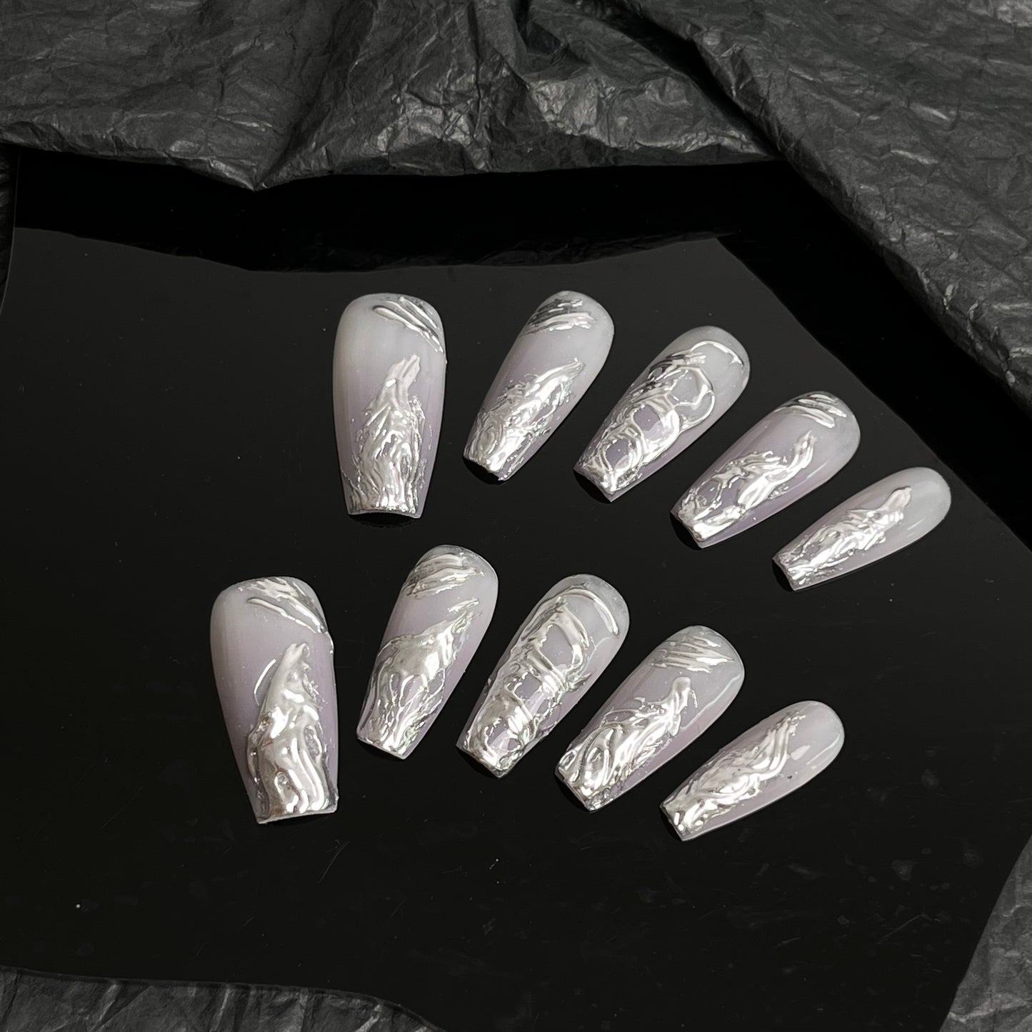 Chaoku hand-made nail enhancement liquid silver cold feeling Spicy girls wear nails repeatedly