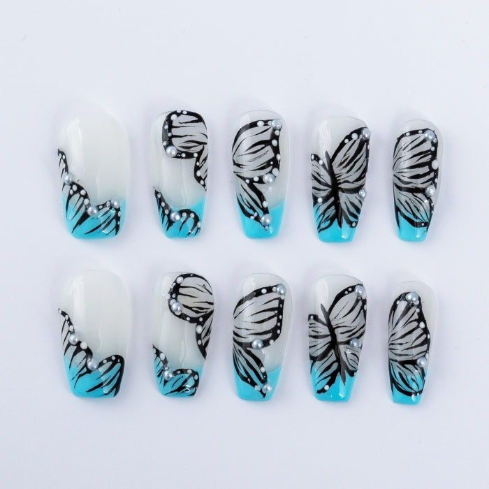 The Ghost of the Secret Service | The glittering atmosphere in summer, the handmade nail enhancement, the white and cold feeling, the high-level hand-painted French style wear