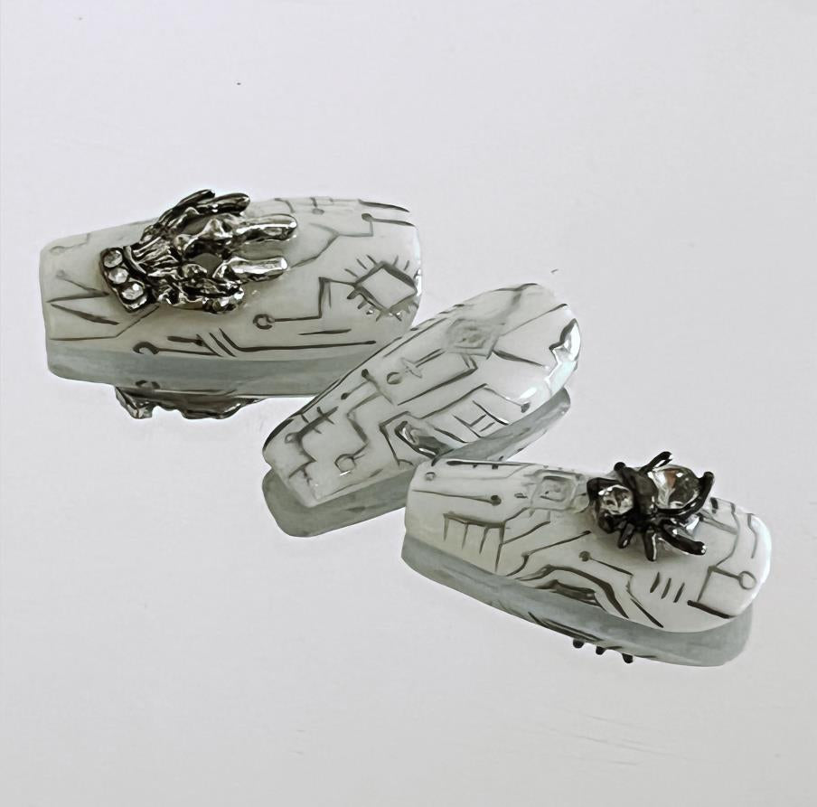 Terminator | Cyberpunk style niche dark metal handmade nail enhancement explosion flash spider sweet cool hot girl nail enhancement