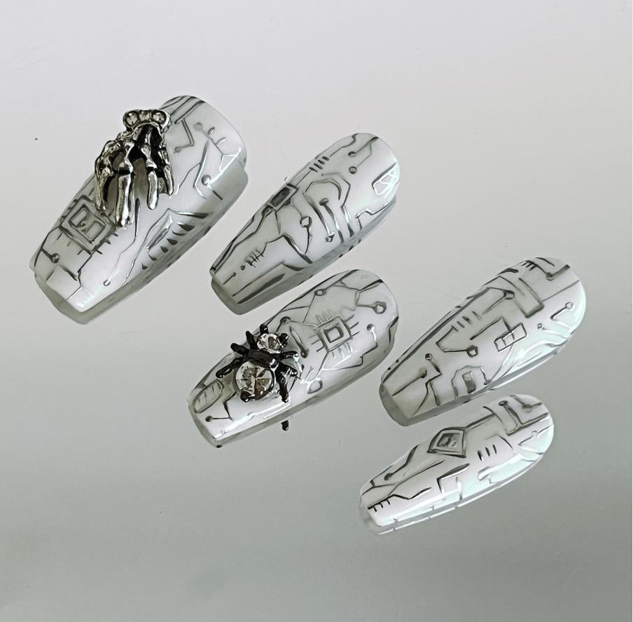 Terminator | Cyberpunk style niche dark metal handmade nail enhancement explosion flash spider sweet cool hot girl nail enhancement