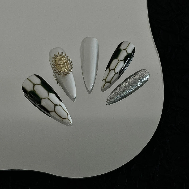 Turtle Fairy | Oriental Aesthetics Hand-painted Heavy Craft Artificial Nail Enhancements Explosive Flash Fairy Water Drop Temperament Wearing Nail