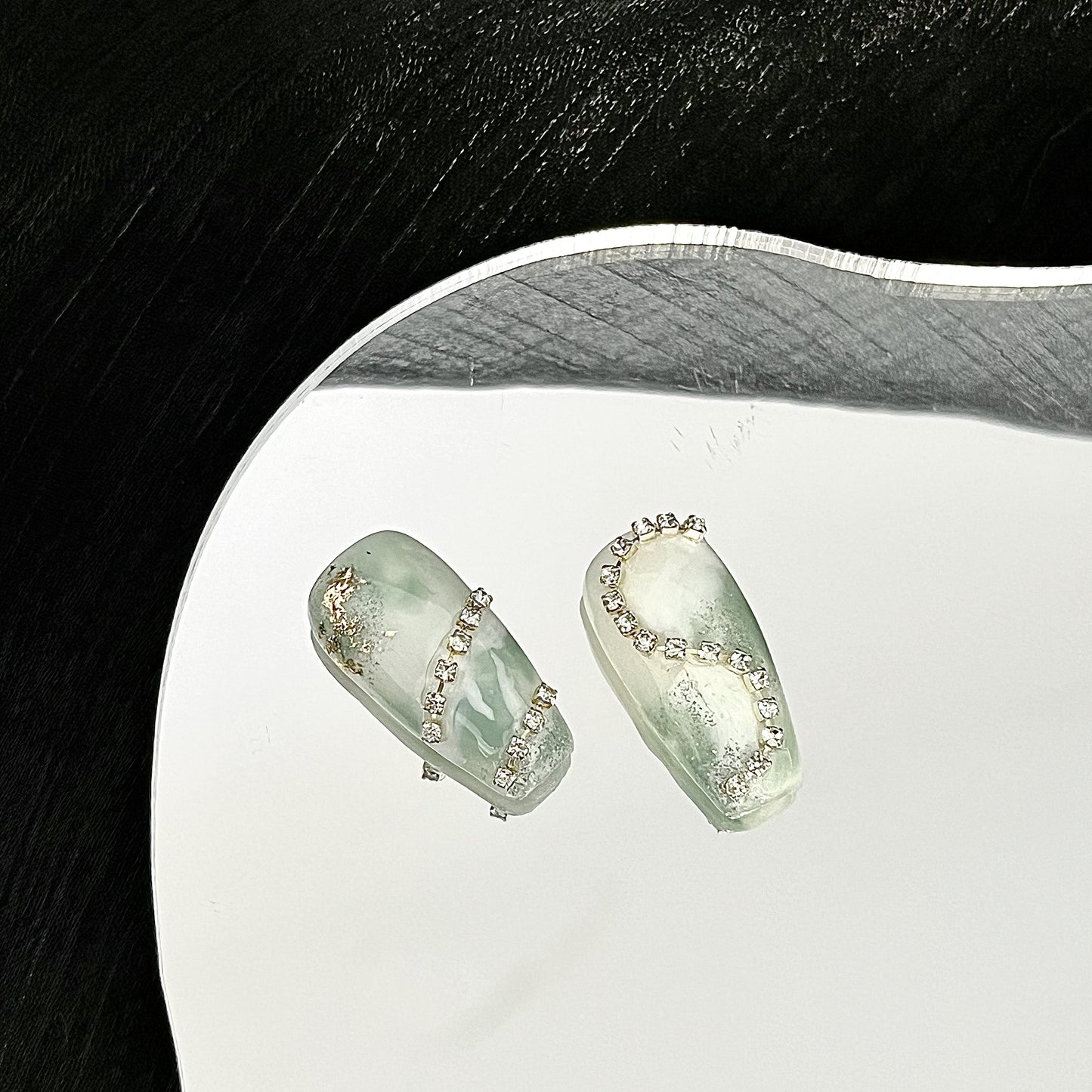 Qingqing Sea of Clouds | Oriental Aesthetics, National Style, Hand-painted Halo Dyed, Handmade Nail Enhancement, Stars and Moon Shining, Cupid's Arrow Wearing Armor