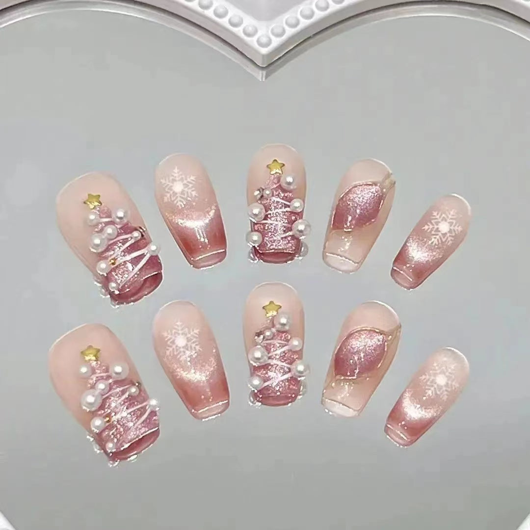 Christmas themed collaboration series, autumn and winter, with a sense of niche atmosphere. Handmade wearing armor, printed heavy-duty nail art
