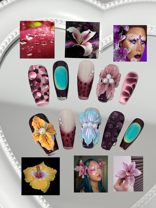 Elegant Floral Fantasy Nail Set（size M）