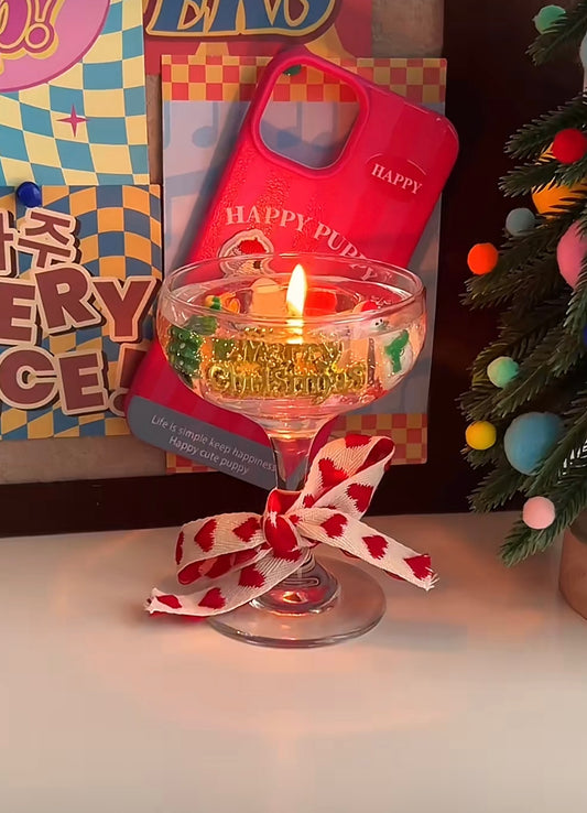 Wine Glass Christmas Candle Holder (Candle holder can be reused)