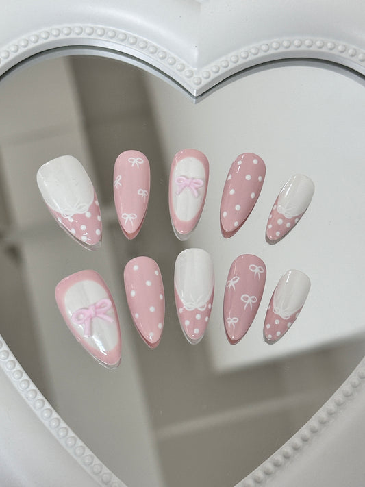 Enchanting Pink Bow Nail Art