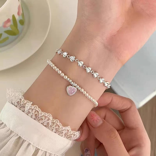 Korean version of light luxury niche design pink love bracelet women's 2023 new best friend exquisite versatile bracelet