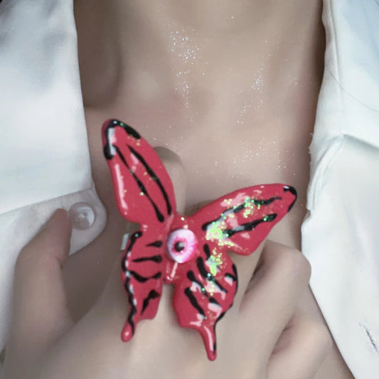 Xiaohongshu recommends Y2K millennium sweet and cool girl butterfly hair clip with side bangs and a duckbill hair accessory ring