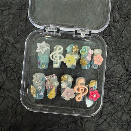 Hello Kitty Wearing Nail Short and Medium Nail Enhancement Black Leather Kitty Cat Y2K Spicy Girl Style Cute Detachable