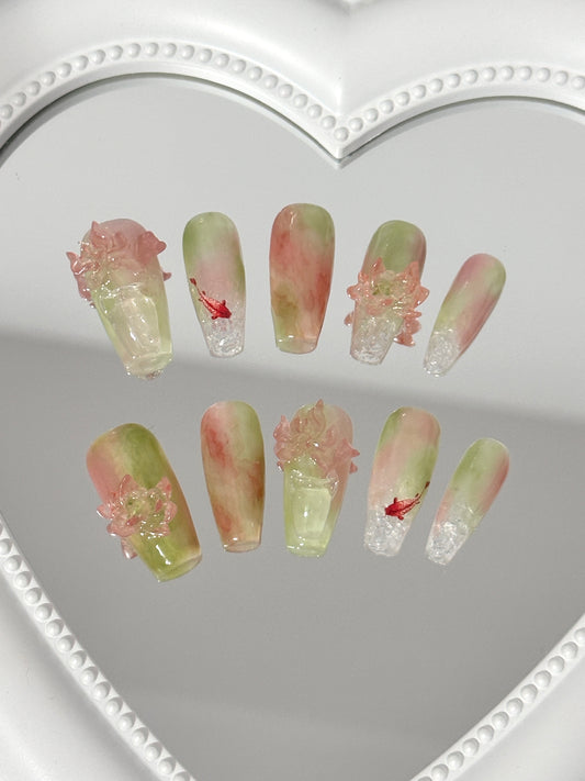 Serene Lotus Pond Nail Art Set
