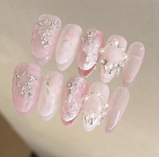 Pink star nails