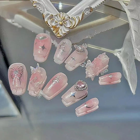Sentiment 2023 New Handmade Wearing Nail Small Red Book Popular Cream Fragrant Taro Purple Advanced Wearable Nail Products