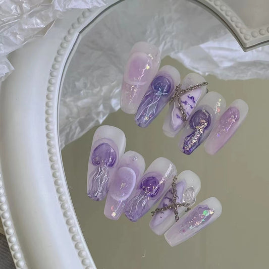 Dreamy Jellyfish Gentle Purple Pure Hand Painted Wearing Armor Finished Product with Advanced Sense in Autumn and Winter