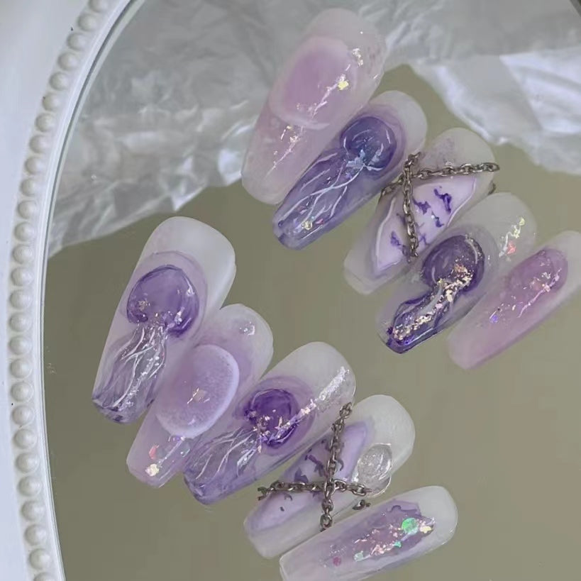Dreamy Jellyfish Gentle Purple Pure Hand Painted Wearing Armor Finished Product with Advanced Sense in Autumn and Winter