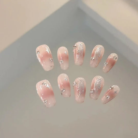 Spice Girls Wear Jiaya Culture y2k Millennial Pink Plush Love Removable Nails Phototherapy Nail in Autumn and Winter
