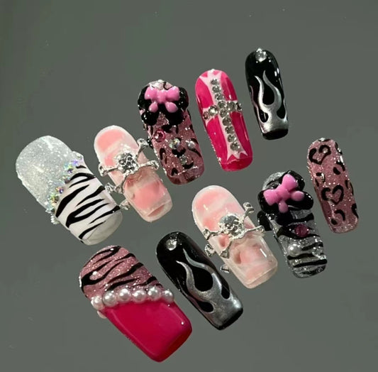 Empress Dowager Xi's Nail Enhancement Students, Office Workers, Small Crowd Design Senses, Spicy Girls, Trendy Flavor, Y2K Wearing Nails, Pure Handmade