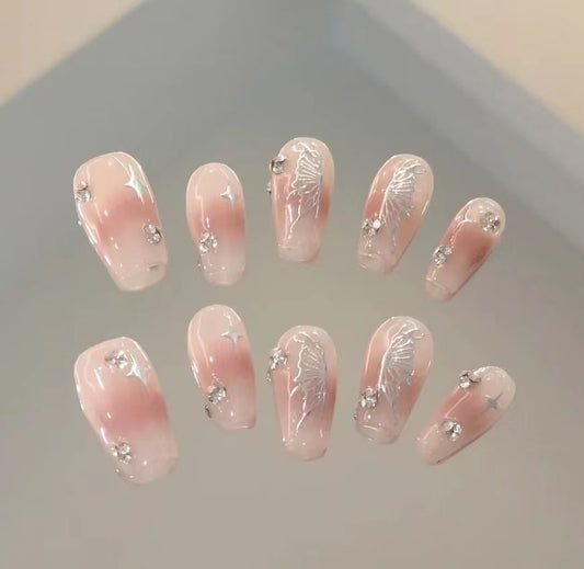 Spice Girls Wear Jiaya Culture y2k Millennial Pink Plush Love Removable Nails Phototherapy Nail in Autumn and Winter