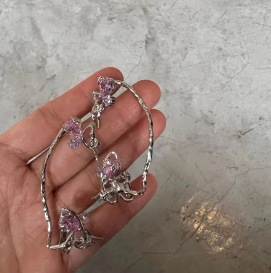INS Colorful Zircon Wings, Small Design, No Ear Hole Ear Clip Ear Hanger