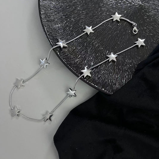 Korean niche collarbone chain retro high-end design sense Millennium y2k star necklace collarbone chain earrings