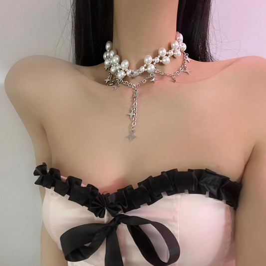 Party Lady~Meteor Party Body Glittering Full of Diamond Necklace 2023 New Advanced Design