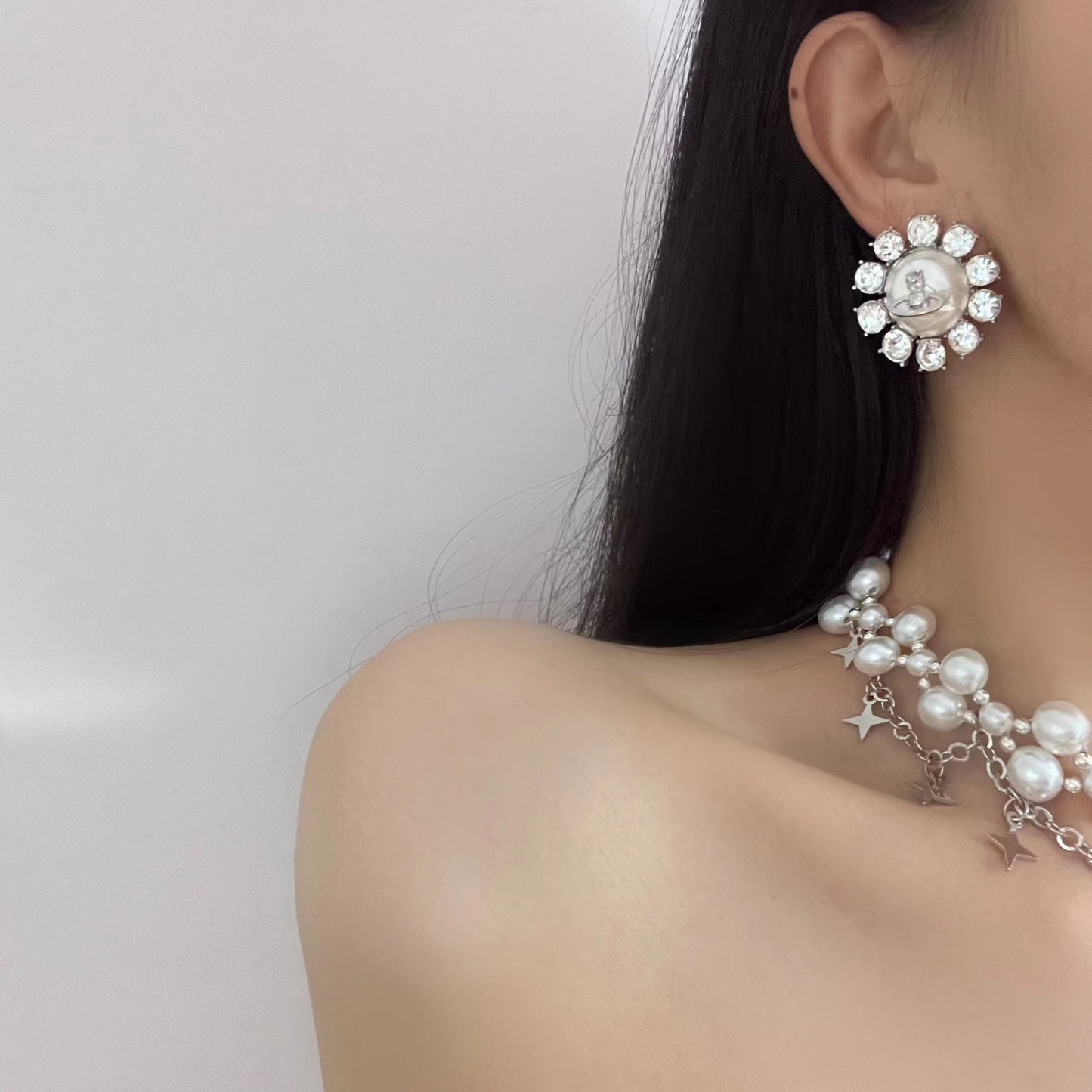Party Lady~Meteor Party Body Glittering Full of Diamond Necklace 2023 New Advanced Design
