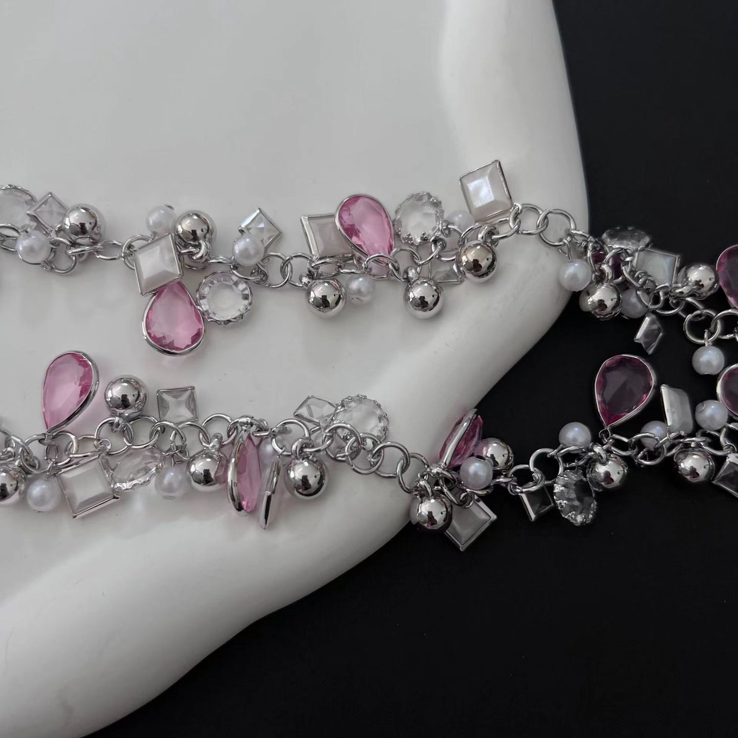 Pink Peach Blossom Necklace Flower Necklace Collar Chain Crystal Fashion Small Spicy Girl Accessories