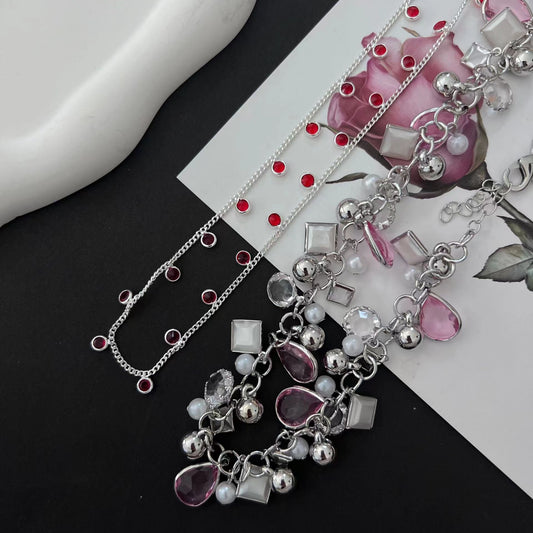 Pink Peach Blossom Necklace Flower Necklace Collar Chain Crystal Fashion Small Spicy Girl Accessories