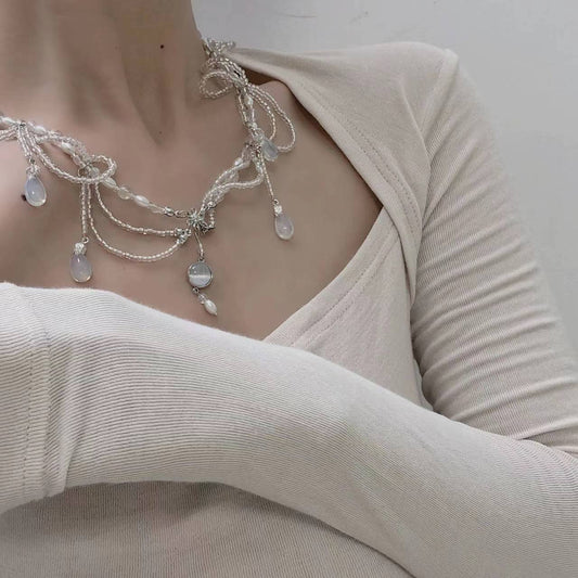 Yingluo collar, Hanfu accessories, palace circle, ancient style hair accessories, tassels, pearl necklaces, women's ancient clothing, headwear, pearls, sky full