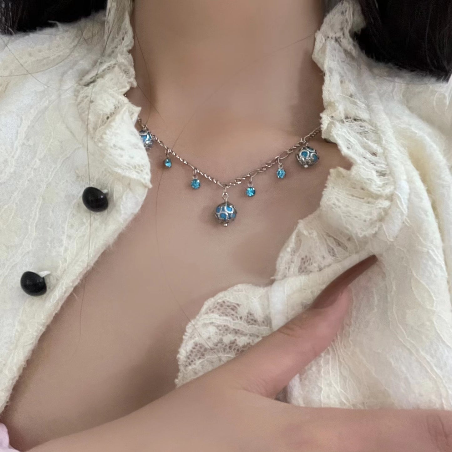 Blue Butterfly Tassel Necklace, Sweet and Cool, Spicy Girl, Pure Desire Wind, Collar Chain, Light Luxury, Small and Popular, High Grade Feeling Neckchain